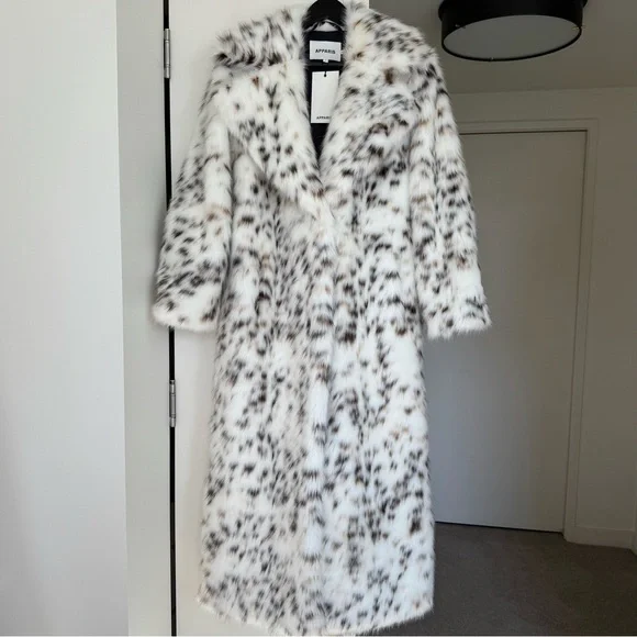 Luxury Brand New Apparis Gabrielle Maxi Coat. M size. Snow Leopard Print. - Picture 6 of 14